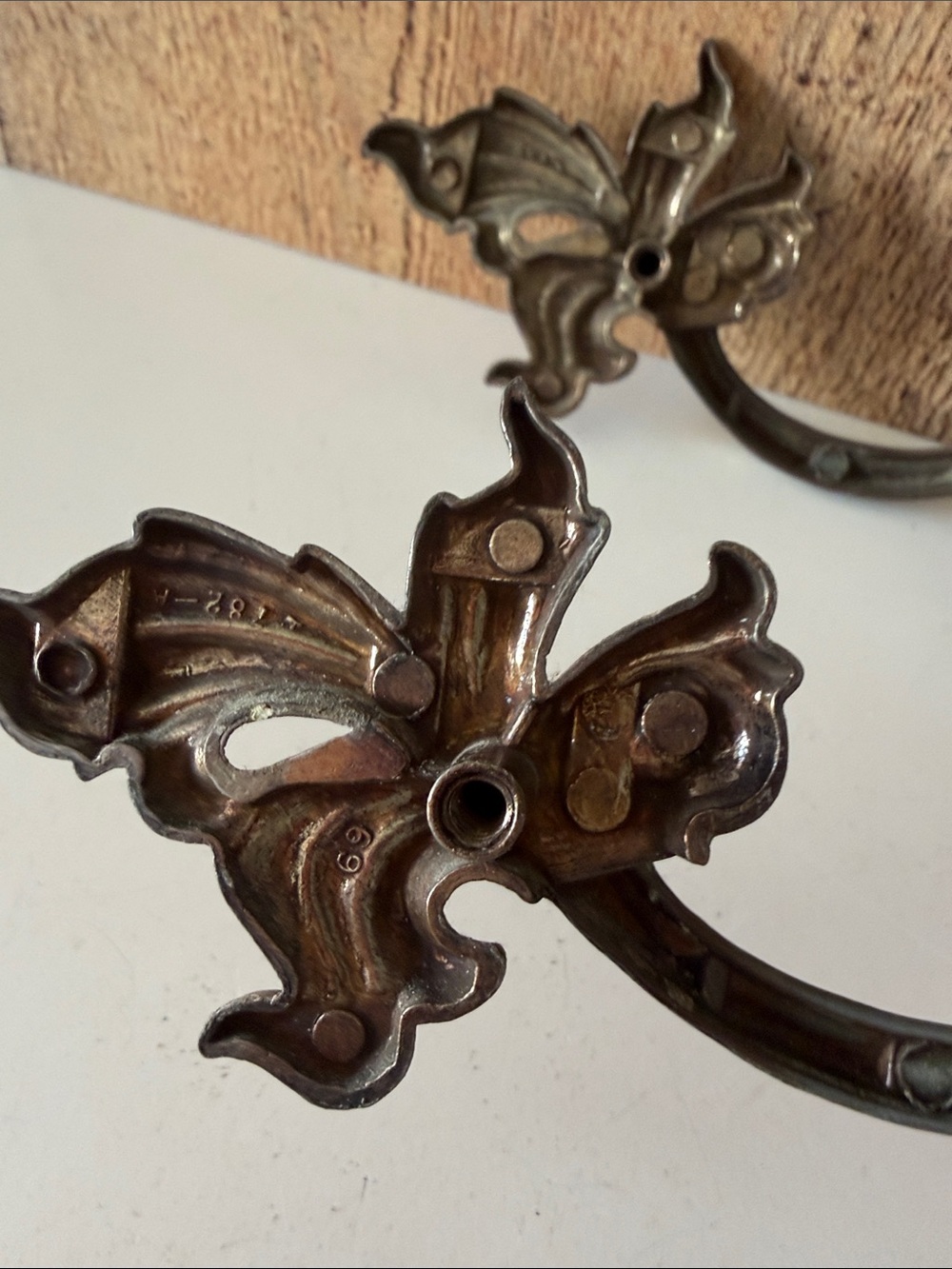Vintage  Brass Finish French Provincial Ornate Drawer Pulls - Set of 2 - Picture 5 of 7